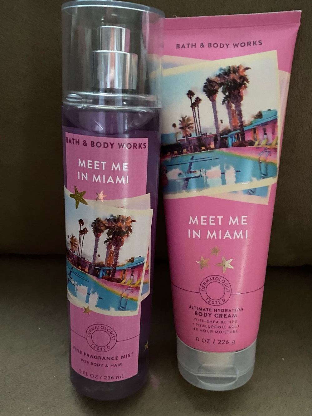 Bath & Body Works Meet Me In Miami Fragrance Mist & Body Cream - Pink, Purple